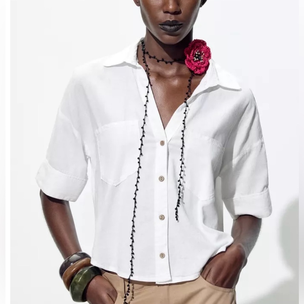 Zara‎ RAFFIA FLOWER NECKLACE - Picture 2 of 4
